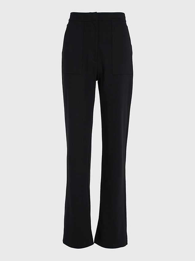 black milano jersey straight trousers for women calvin klein jeans