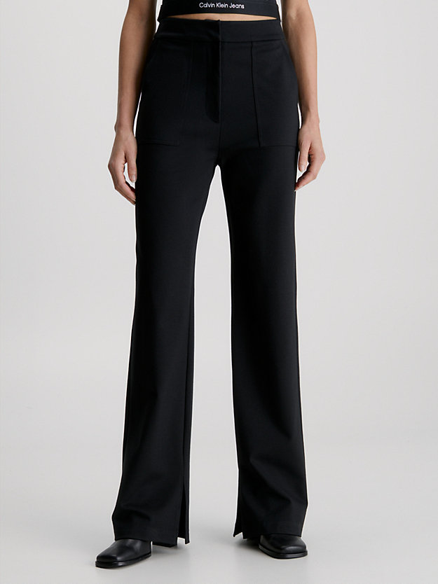 pantalon straight en jersey milano ck black pour femmes calvin klein jeans