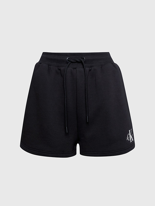 black lässige monogramm-jogging-shorts für damen - calvin klein jeans