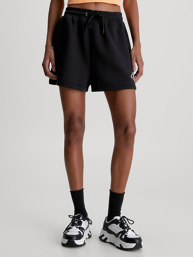 ck black relaxed monogram jogger shorts for women calvin klein jeans