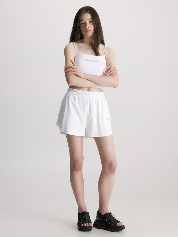 bright white szorty z materiału frotte dla kobiety - calvin klein jeans