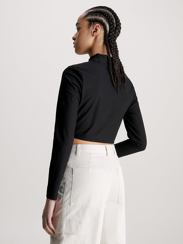 black wąski top z długim rękawem ze stretchem dla kobiety - calvin klein jeans
