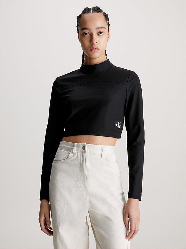 ck black wąski top z długim rękawem ze stretchem dla kobiety - calvin klein jeans