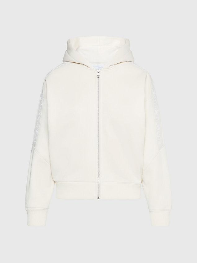 beige oversized zip up hoodie for women calvin klein jeans
