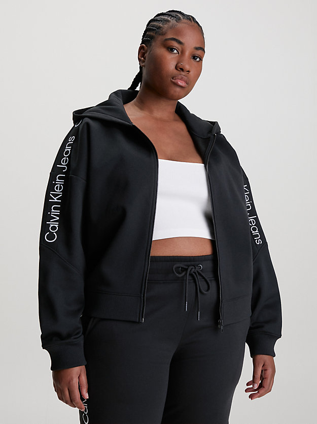 CK BLACK Sweat-shirt à capuche surdimensionné et zippé for femmes CALVIN KLEIN JEANS