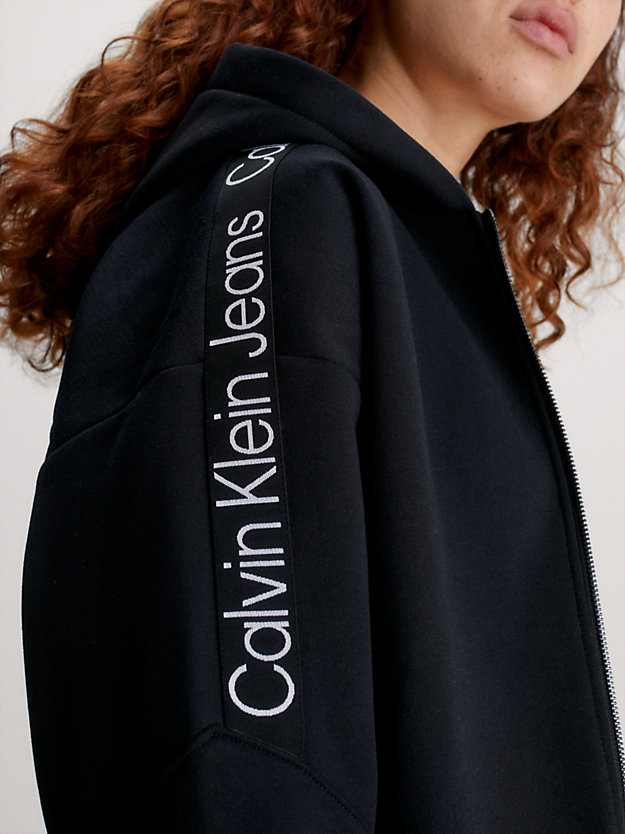 CK BLACK Sweat-shirt à capuche surdimensionné et zippé for femmes CALVIN KLEIN JEANS