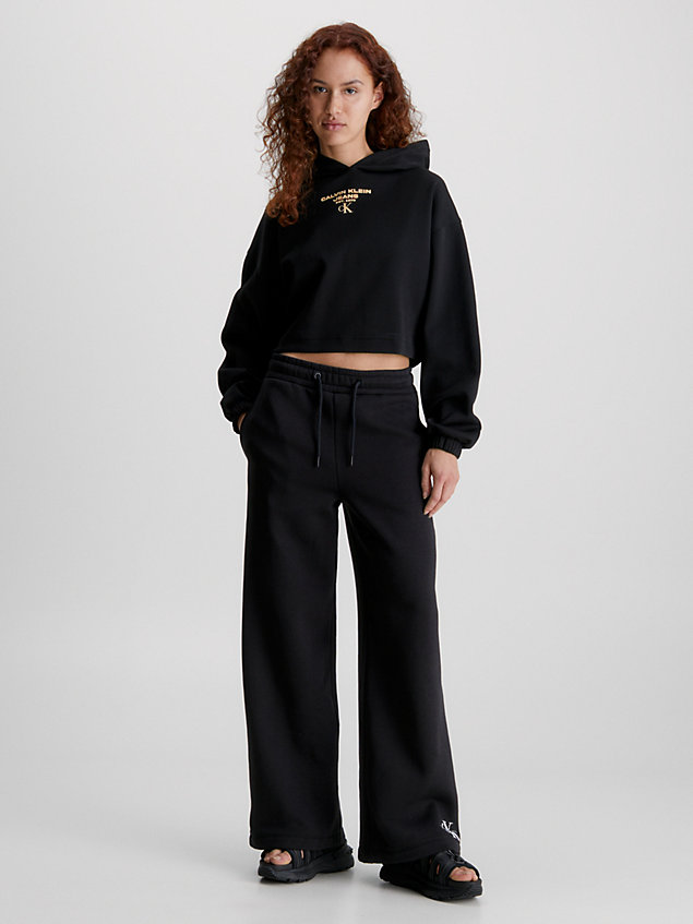 sweat-shirt à capuche court avec logo black pour femmes calvin klein jeans