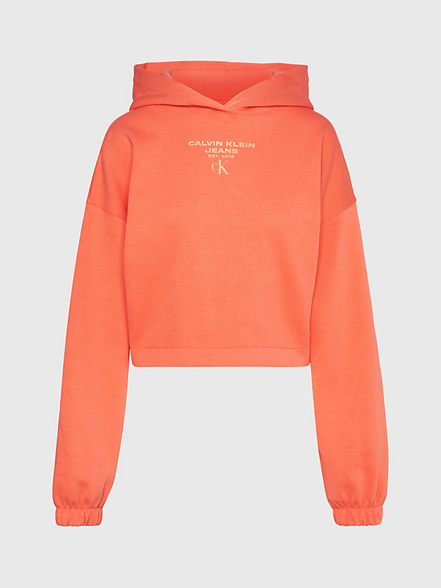 summer squash/crushed orange cropped logo-hoodie für damen - calvin klein jeans