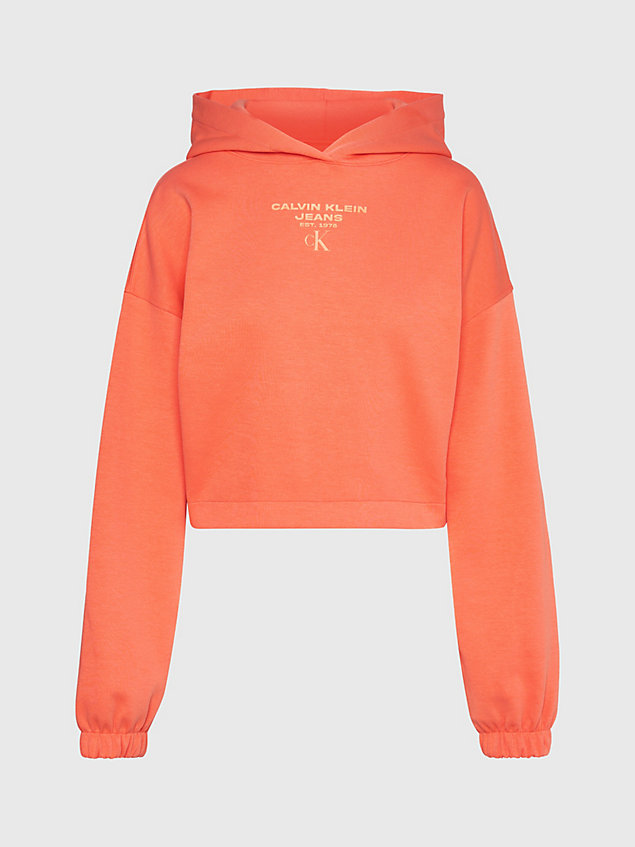 orange cropped logo hoodie for women calvin klein jeans