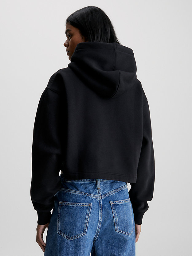 ck black oversized cropped logo hoodie for women calvin klein jeans