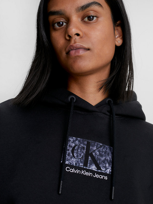 black oversized cropped logo hoodie for women calvin klein jeans