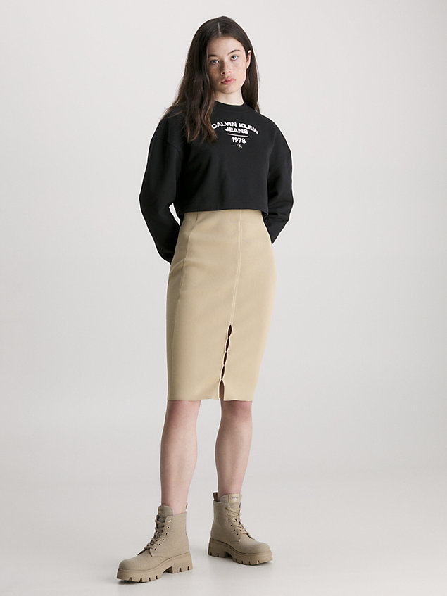 black cropped sweatshirt met varsity-logo voor dames - calvin klein jeans