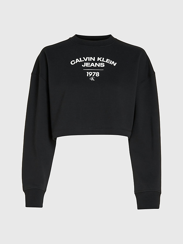sweat-shirt court avec logo universitaire ck black pour femmes calvin klein jeans