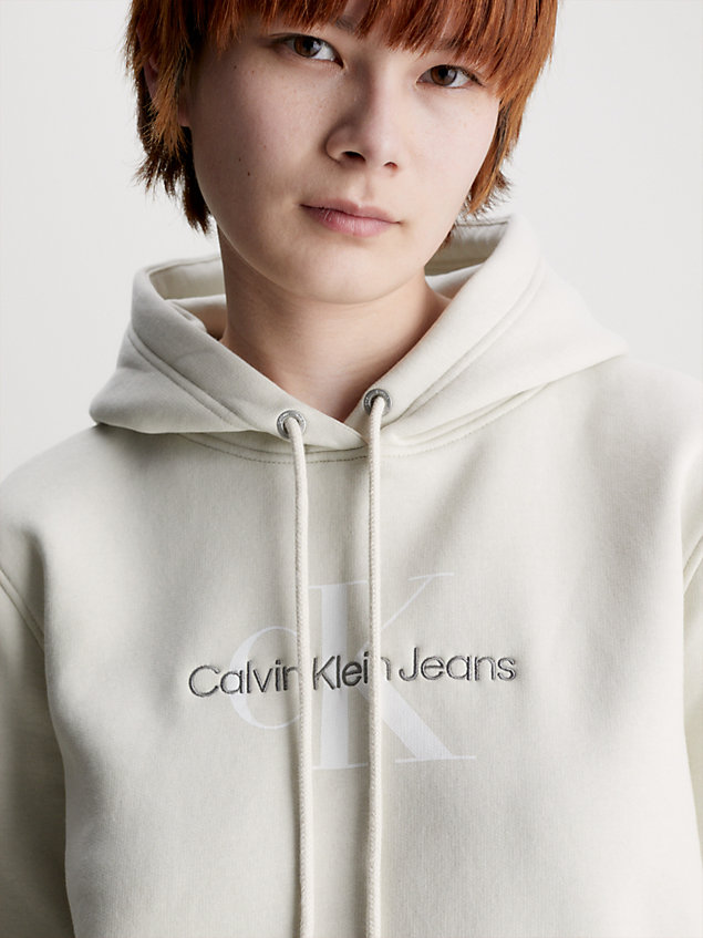 beige monogram hoodie for women calvin klein jeans