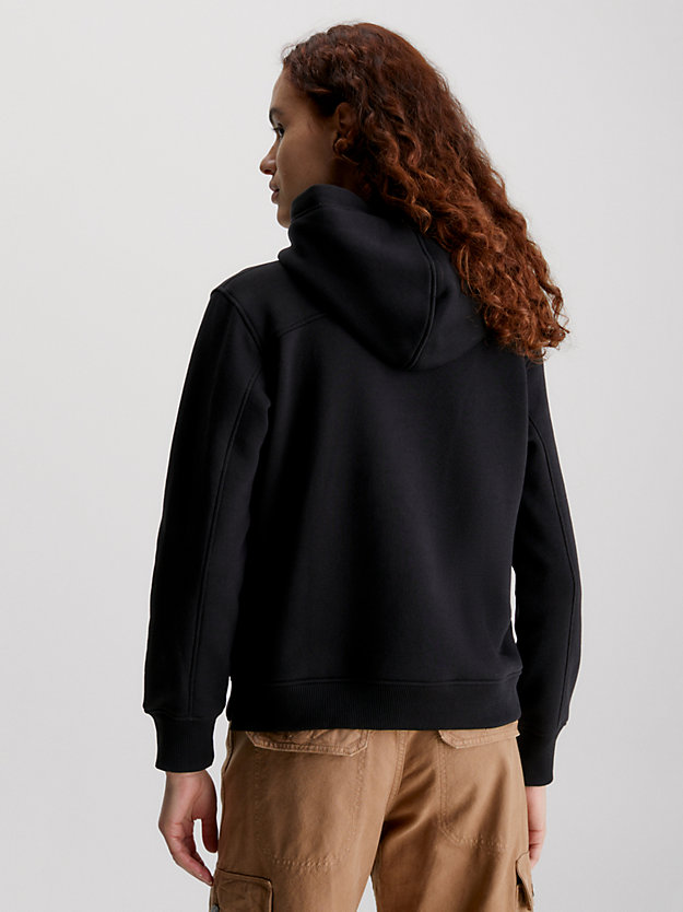 ck black cotton blend fleece hoodie for women calvin klein jeans