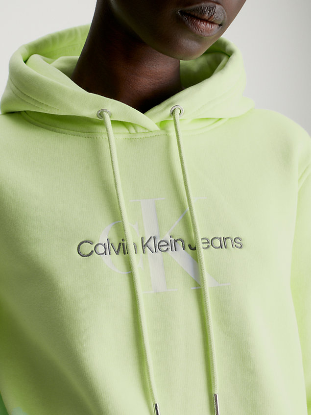 green cotton blend fleece hoodie for women calvin klein jeans