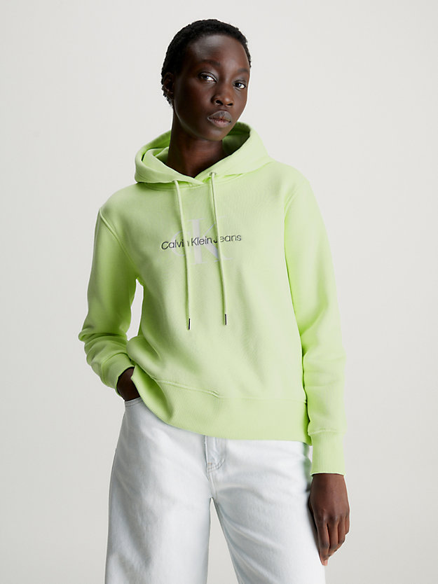 exotic mint cotton blend fleece hoodie for women calvin klein jeans