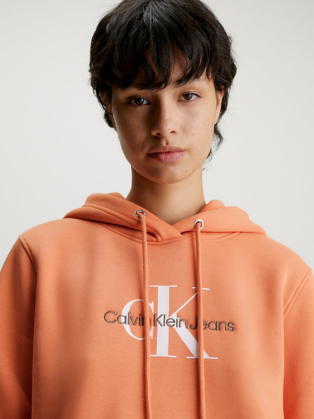 tropical orange monogramm-hoodie für damen - calvin klein jeans