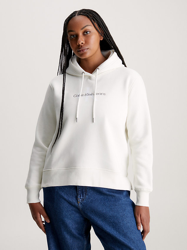 white monogramm-hoodie für damen - calvin klein jeans