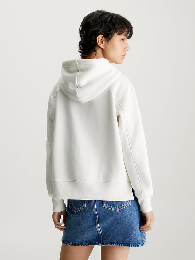 white cotton blend fleece hoodie for women calvin klein jeans
