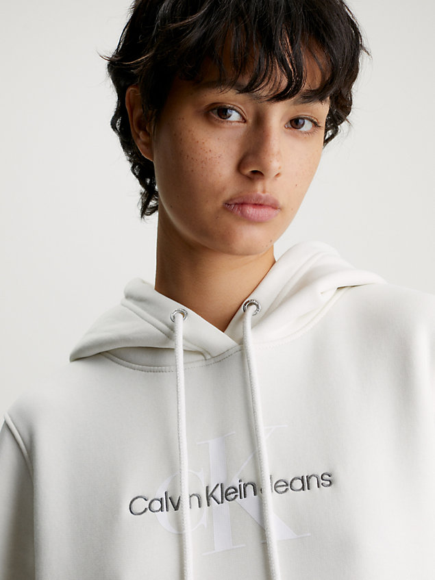 white monogram hoodie for women calvin klein jeans