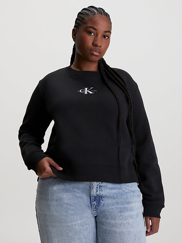 black monogram sweatshirt voor dames - calvin klein jeans
