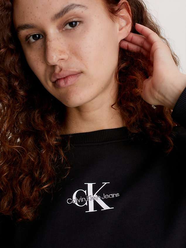 black monogram sweatshirt for women calvin klein jeans