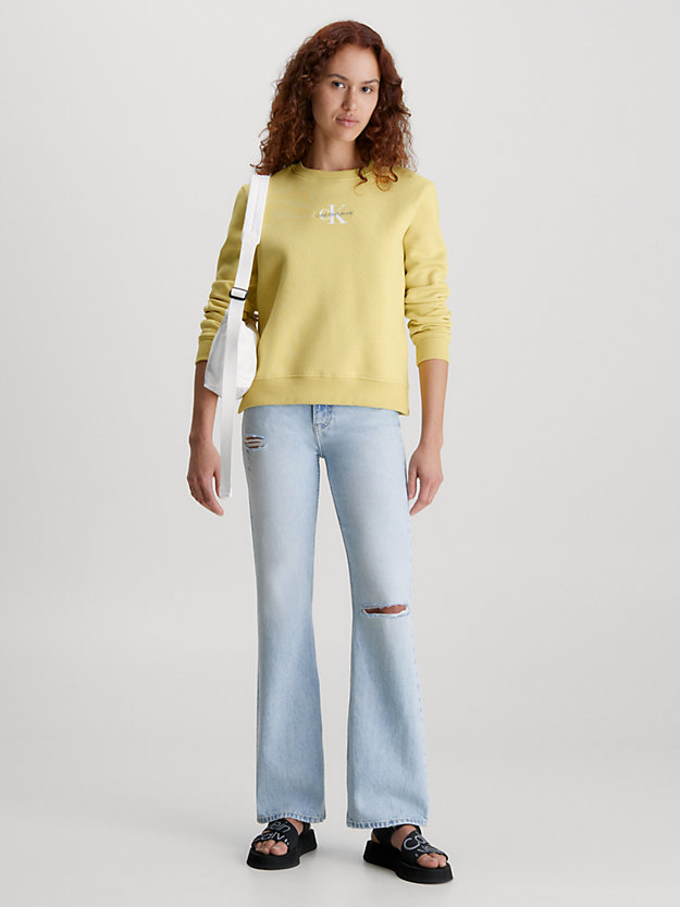 sudadera con monograma yellow sand de mujer calvin klein jeans