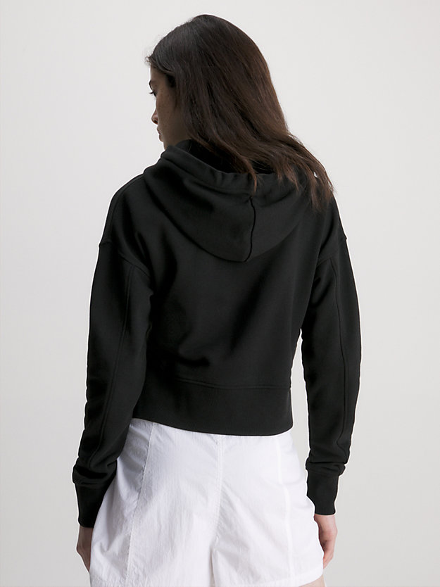 ck black relaxed cropped hoodie for women calvin klein jeans