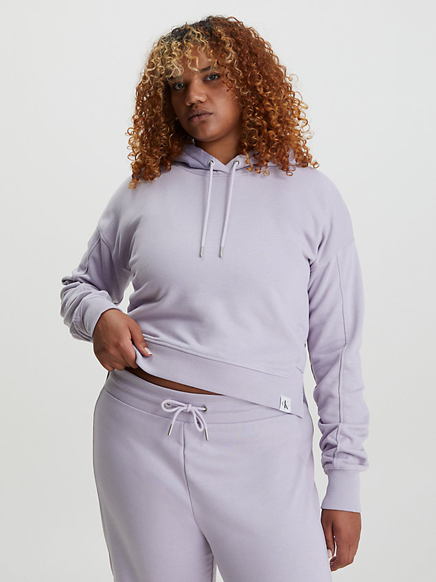 sudadera con capucha cropped holgada purple de mujer calvin klein jeans