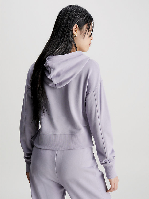 purple relaxed cropped hoodie voor dames - calvin klein jeans