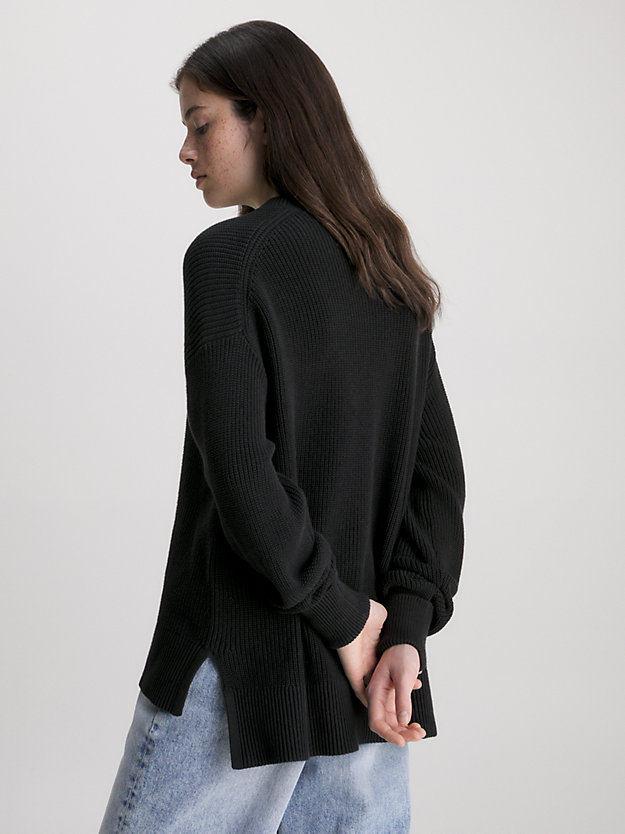 maglione con logo in cotone biologico taglio rilassato ck black da donna calvin klein jeans