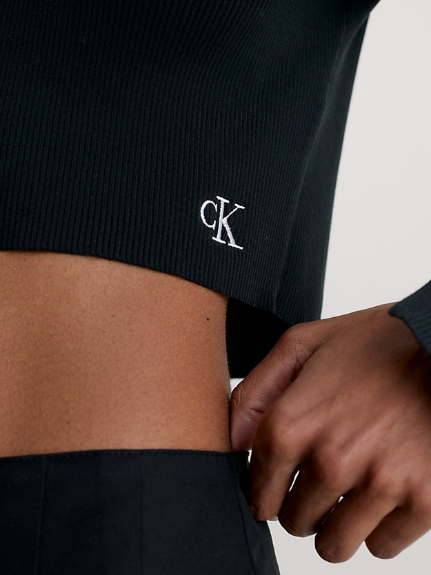 CK BLACK Cropped Cardigan mit Haken- und Ösenverschluss für Damen CALVIN KLEIN JEANS