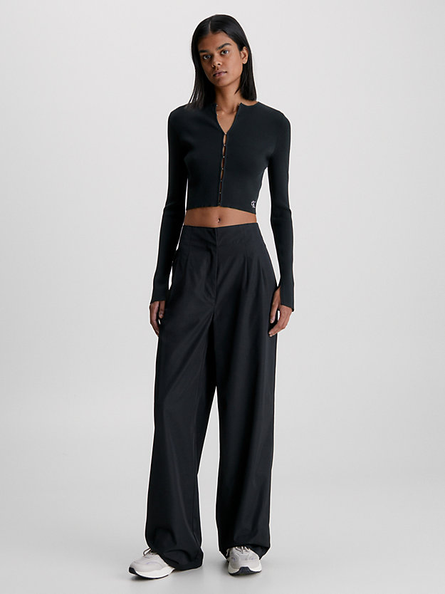 CK BLACK Cropped Hook and Eye Cardigan for women CALVIN KLEIN JEANS