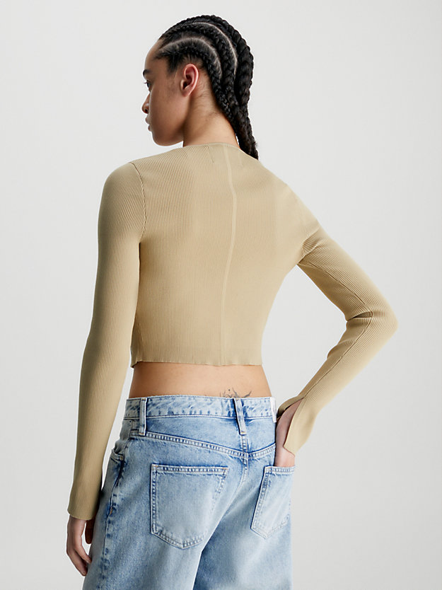 travertine cropped cardigan mit haken- und ösenverschluss für damen - calvin klein jeans