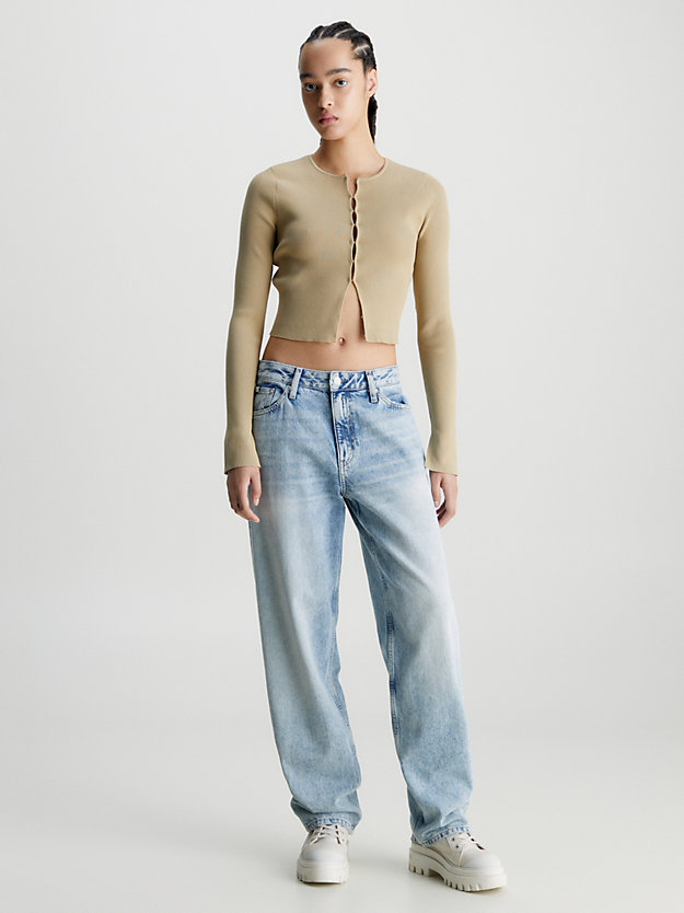 travertine cropped hook and eye cardigan for women calvin klein jeans