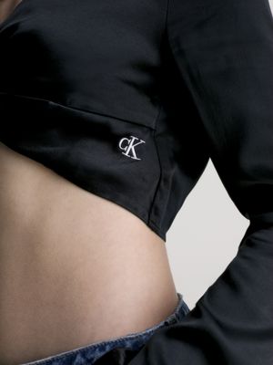top in raso corto con nodi ck black da donna calvin klein jeans