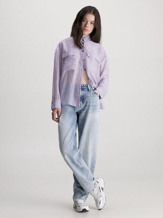 lavender aura sheer relaxed utility shirt for women calvin klein jeans