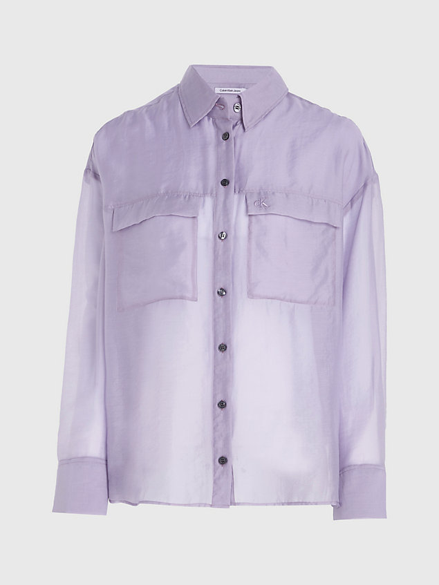 purple swobodna praktyczna koszula z prześwitującego materiału dla kobiety - calvin klein jeans