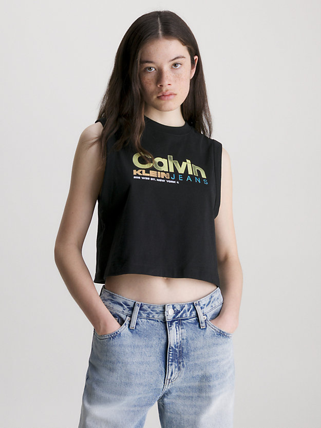 ck black tanktop met logo voor dames - calvin klein jeans