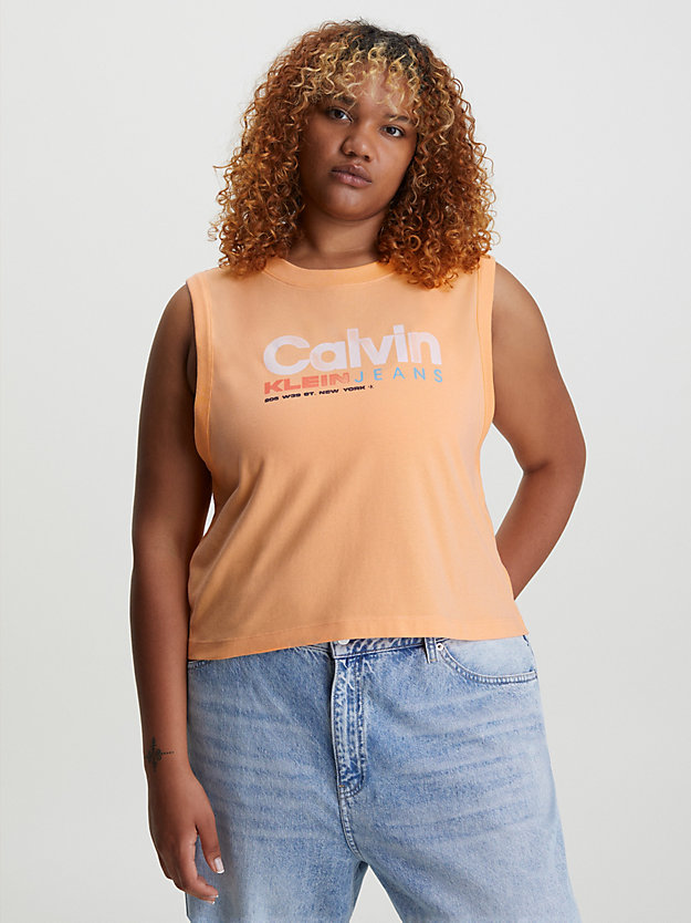 crushed orange tanktop met logo voor dames - calvin klein jeans