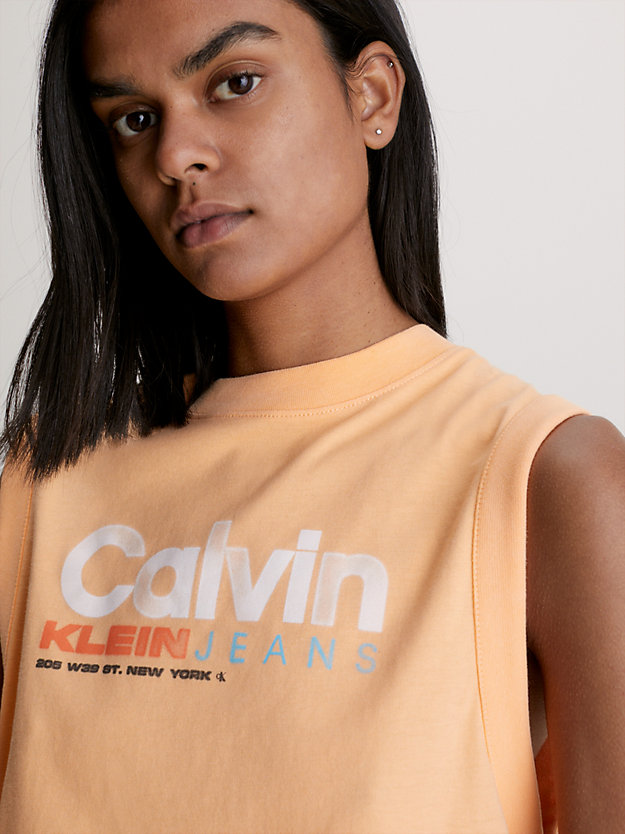 crushed orange tanktop met logo voor dames - calvin klein jeans