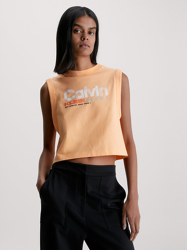 orange logo tank top for women calvin klein jeans