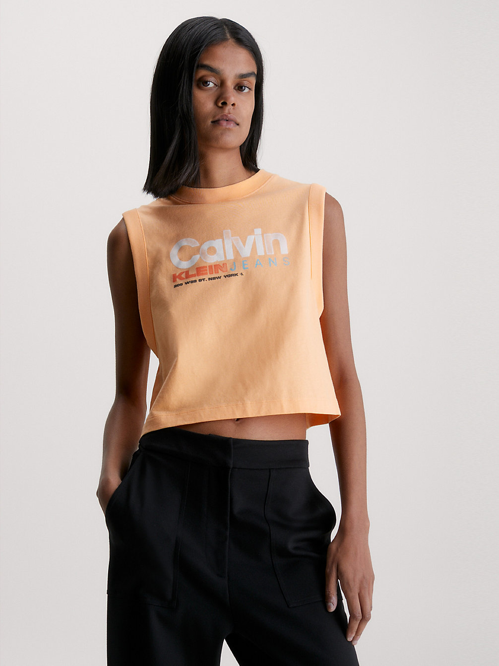 CRUSHED ORANGE Logo Tank Top undefined women Calvin Klein