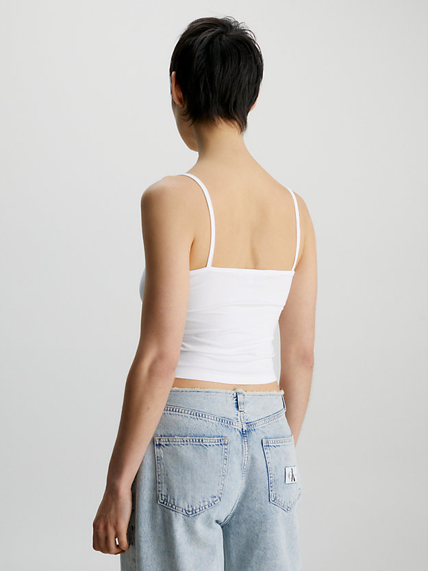 bright white top bez rękawów z logo dla kobiety - calvin klein jeans