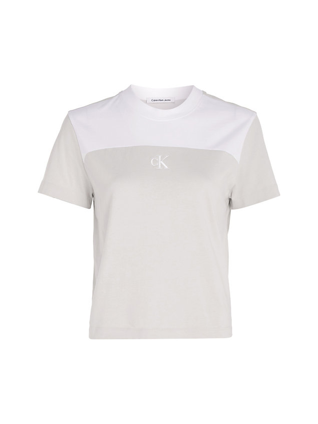 beige relaxed colour block t-shirt for women calvin klein jeans