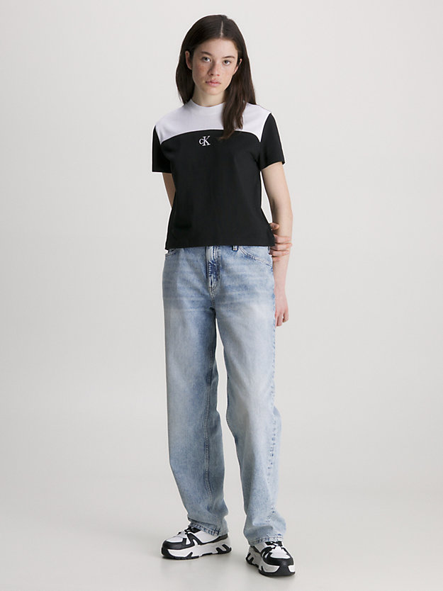 ck black lässiges t-shirt im blockfarben-design für damen - calvin klein jeans