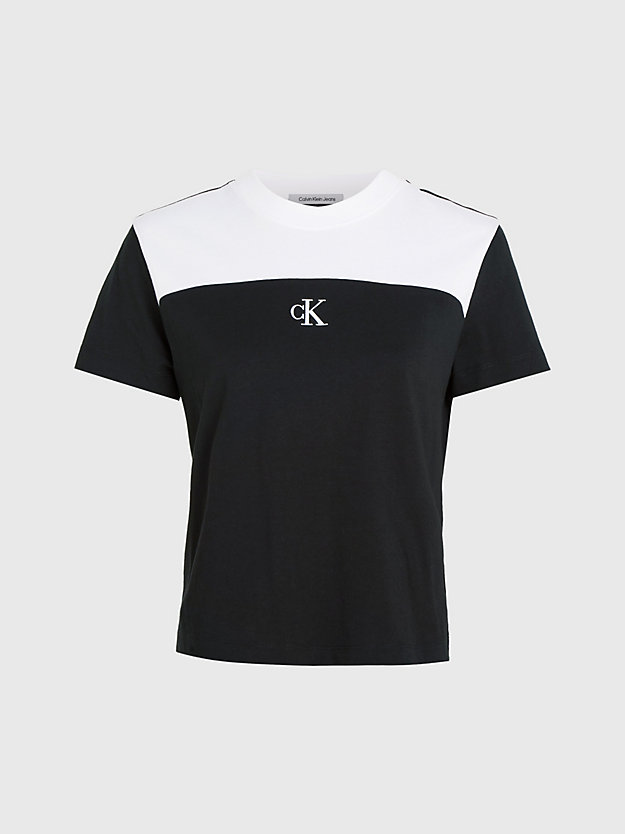 ck black swobodny t-shirt w kontrastowe kolory dla kobiety - calvin klein jeans