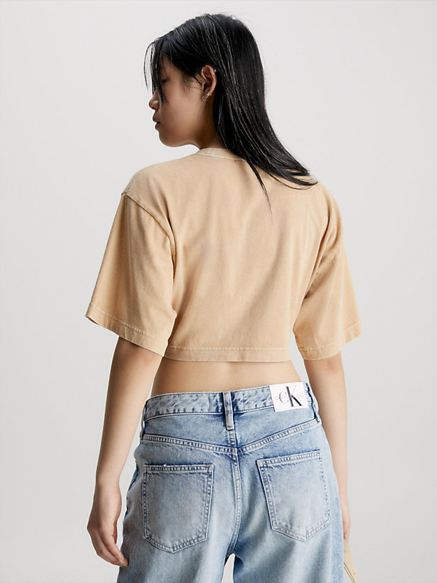 travertine cropped t-shirt van gewassen katoen voor dames - calvin klein jeans