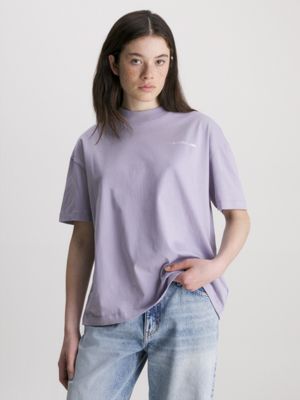 Calvin Klein Jeans Recycled Cotton Logo Collar T-Shirt Pink